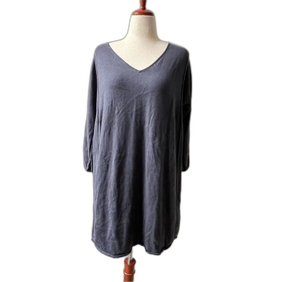 Poetry Womens Long Sleeve blue Silk/Cashmere Lagenlook Tunic Sweater Size 12 - Picture 2 of 6